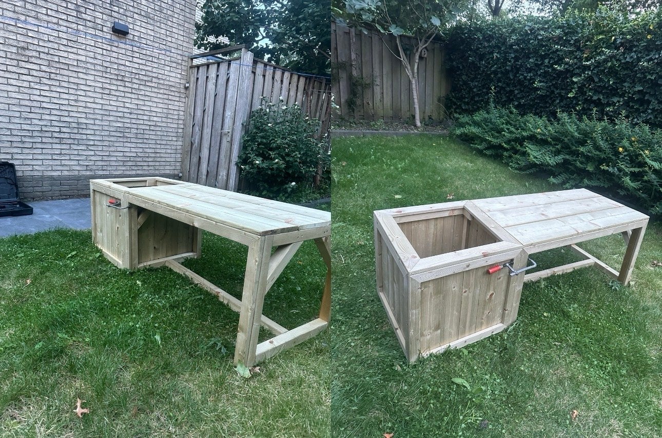 Tuinbankje met plantenbak, Tuin en Terras, Bloembakken en Plantenbakken, Ophalen of Verzenden, Nieuw, Rechthoekig, Hout