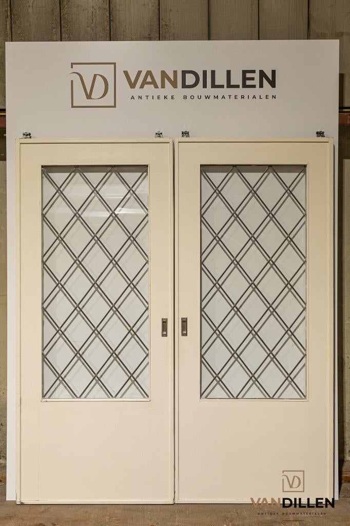 Set en-suite / schuifdeuren met glas in lood 212.5 x 184, Ophalen, Gebruikt, 120 cm of meer, Binnendeur