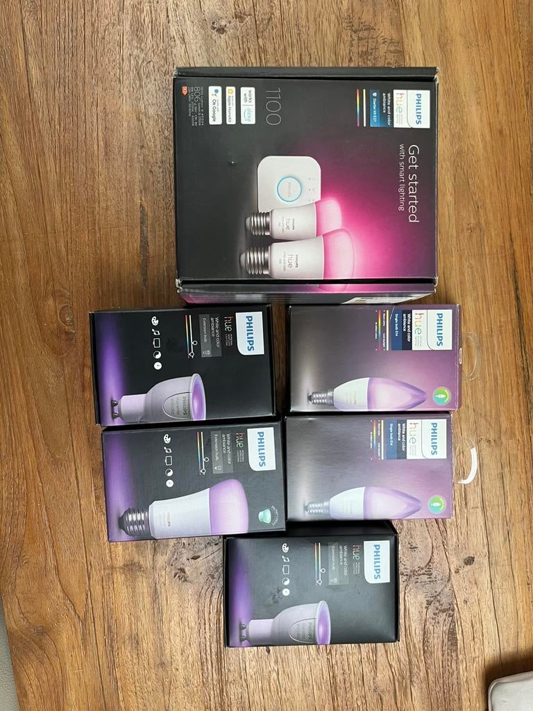 Philips Hue set, Huis en Inrichting, Lampen | Losse lampen, Minder dan 30 watt, Overige typen, Zo goed als nieuw, E27 (groot)