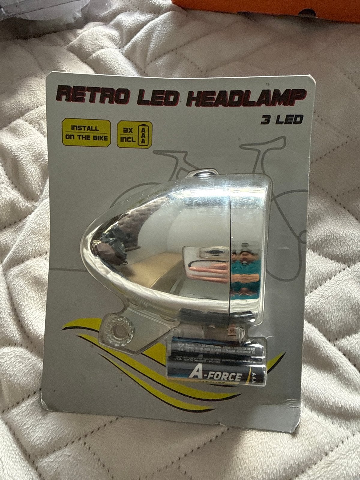 Retro LED koplamp voor fiets - Nieuw in verpakking, Verzenden, Nieuw, Batterij, Voorlicht