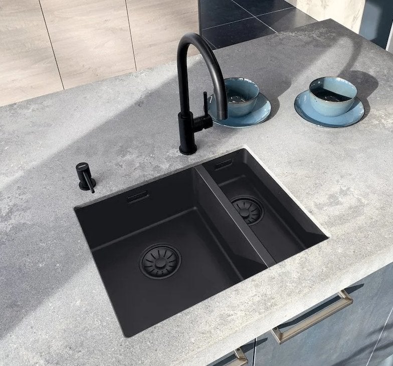 Lorreine 3415BQ-FU Luxe Anderhalve Spoelbak, Huis en Inrichting, Keuken | Keukenelementen, Zwart, Nieuw, Minder dan 100 cm, 25 tot 50 cm