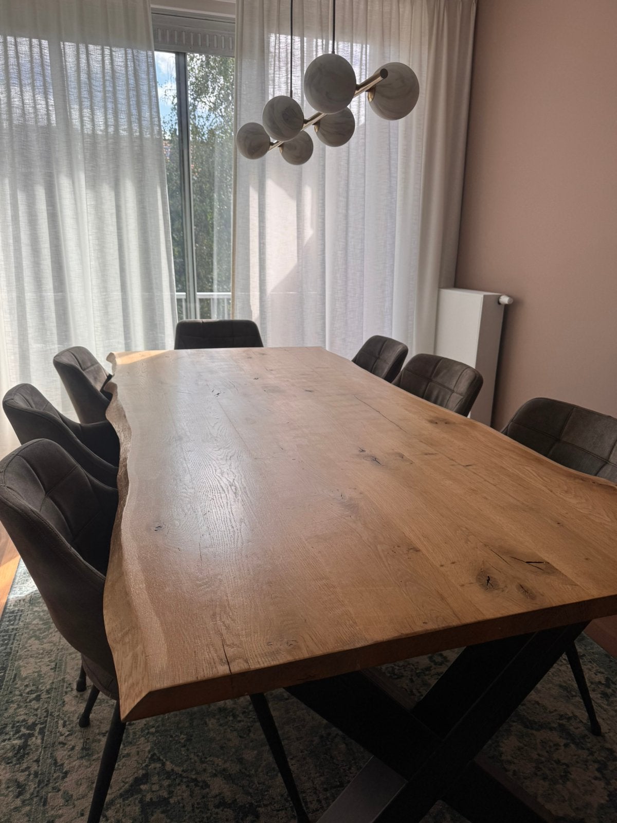 Massief eikenhout eettafel, Huis en Inrichting, Ophalen, 100 tot 150 cm, Eikenhout, 200 cm of meer