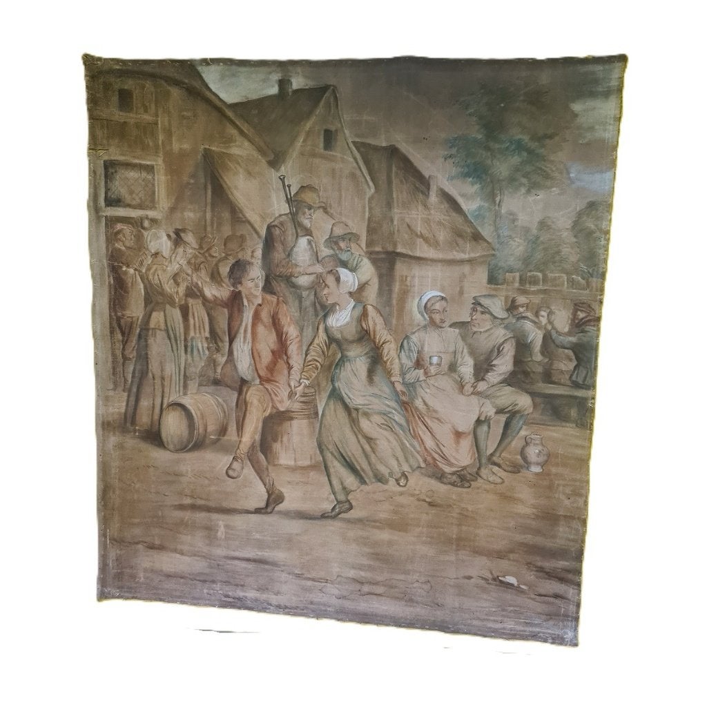 Oude Franse Hand Getekende Wandversiering, Antiek en Kunst, Kunst | Schilderijen | Klassiek, Doek, Portret of Personen, Ophalen of Verzenden