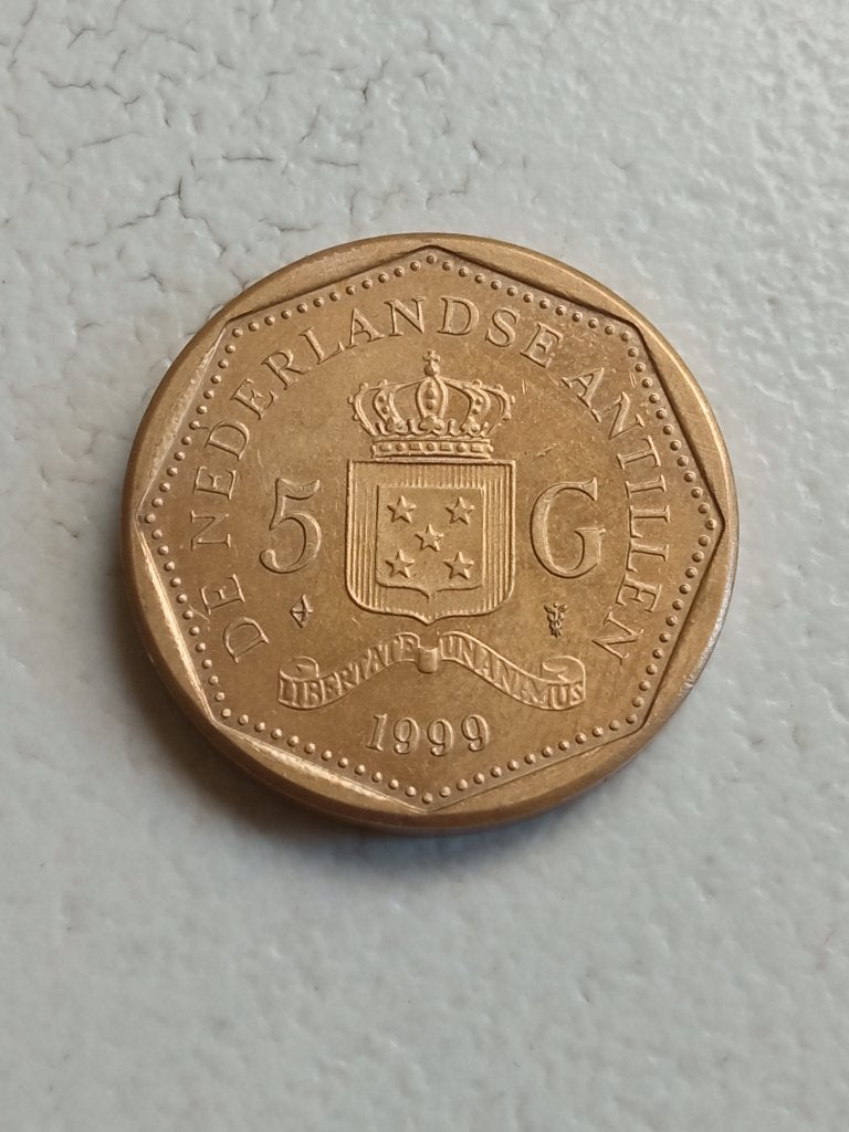 Nederlandse Antillen 5 gulden 1999., Ophalen of Verzenden, Noord-Amerika, Losse munt
