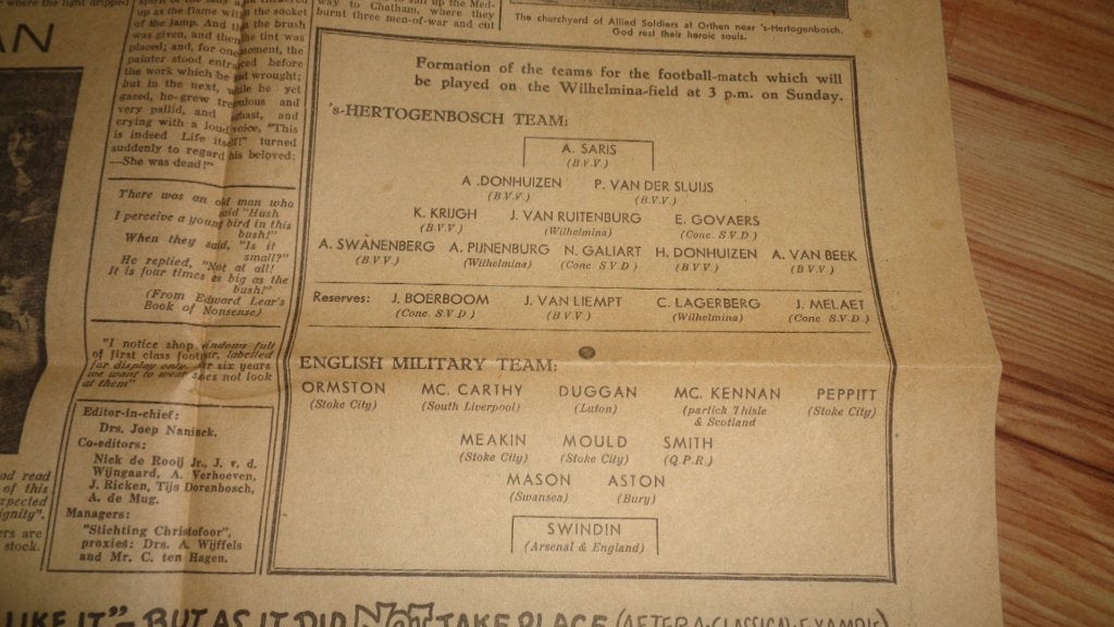 1945 ’s-Hertogenbosch oorlog editie voetbal 53 Welsh wo2, Verzenden, Overige soorten, Nederland, Overige typen