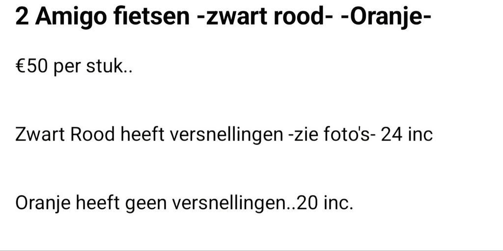 2 Amigo Fietsen te koop, Tickets en Kaartjes, Kortingen en Cadeaubonnen, Eén persoon, Cadeaubon