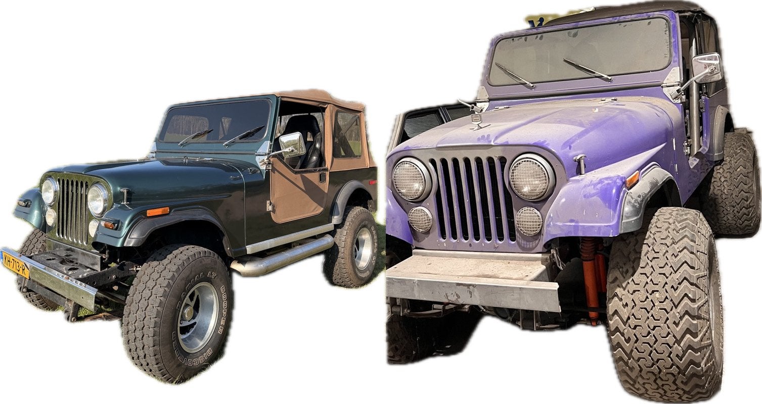 Jeeps CJ7  Groen en Paars, Auto's, 156 pk, Cabriolet, 4 stoelen, Particulier