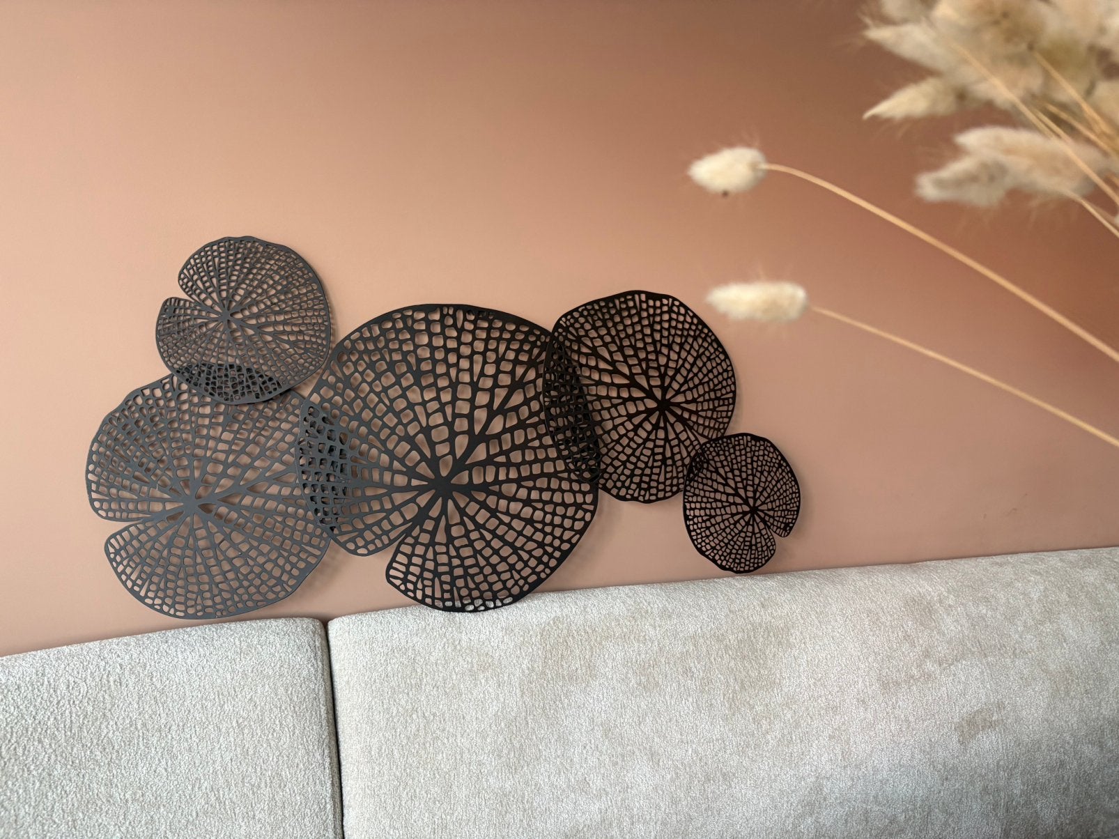 Metalen wanddecoratie waterlelie- donkerbruin, Ophalen, Zo goed als nieuw