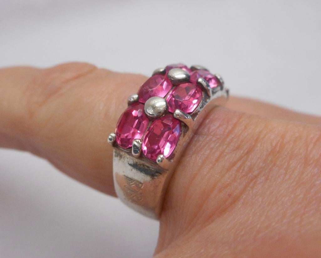 Zilveren Biba ring met opvallende stenen maat 16,7 nr.1414, Verzenden, Dame, Zilver, Zilver