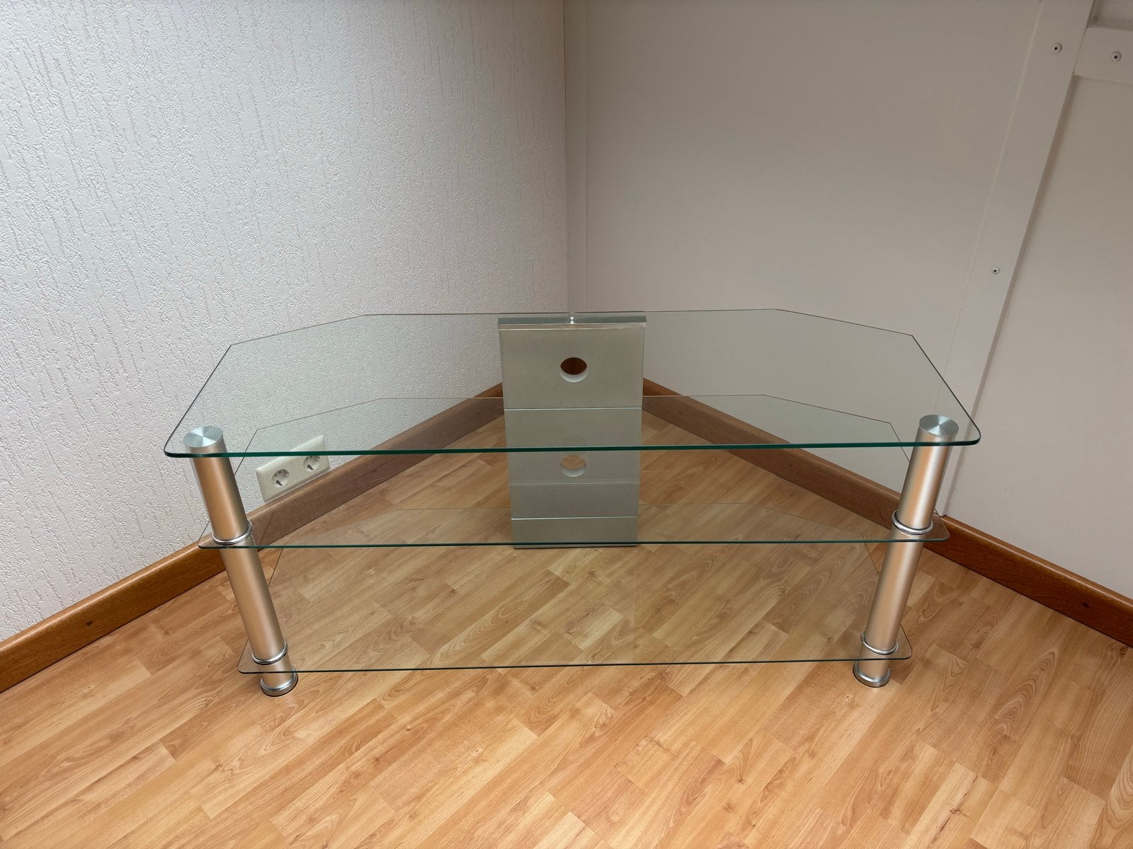 Glazen TV-meubel / hoekmeubel - 110x40 cm, 3 niveaus, Ophalen, Gebruikt, 100 tot 150 cm, Glas