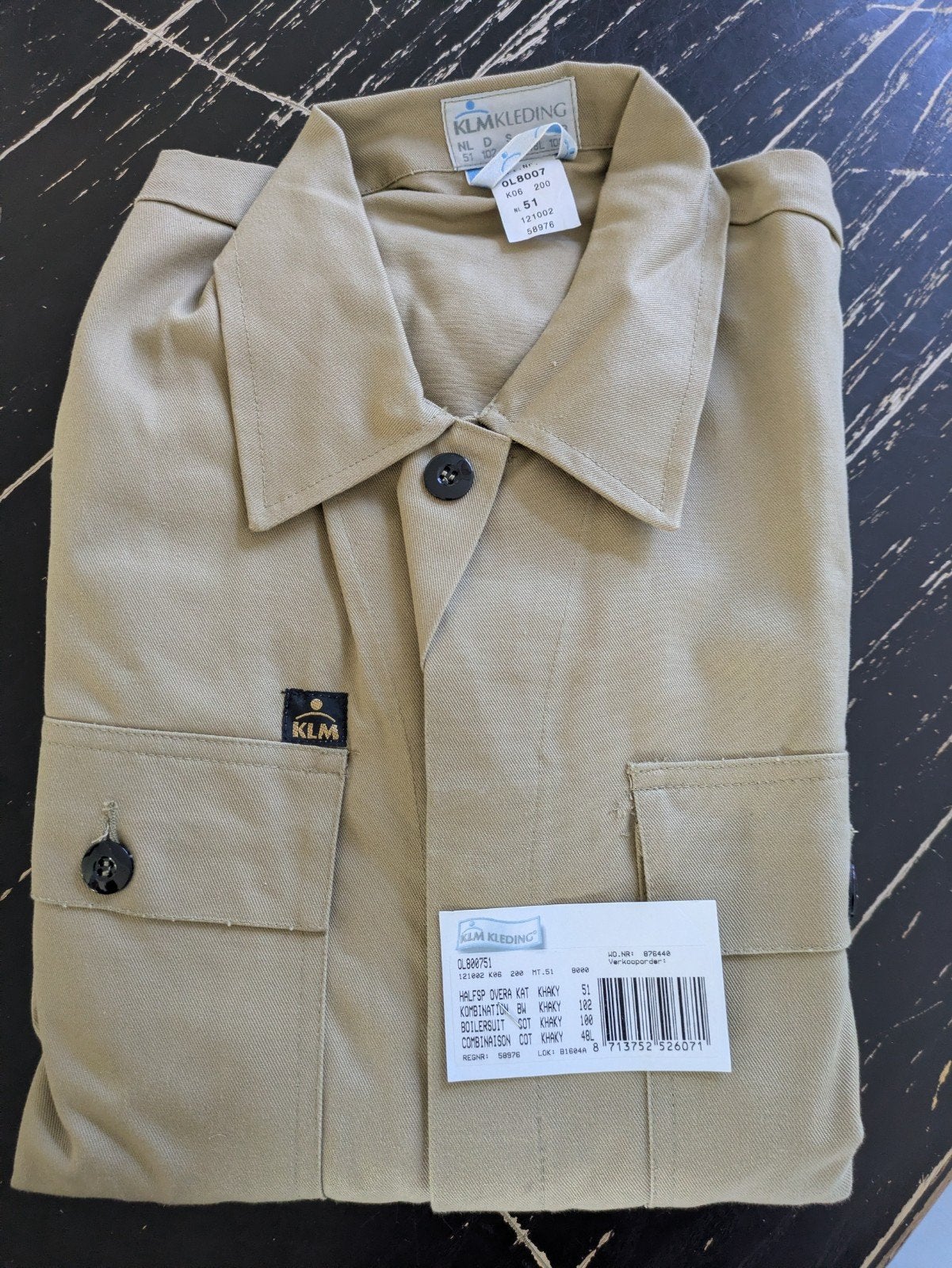 KLM werkkleding overall - maat 51, Ophalen of Verzenden, Nieuw, Beige