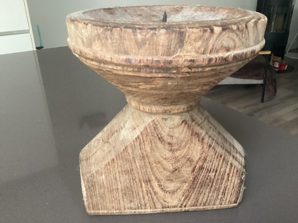 Houten landelijke kandelaar, Gebruikt, Bruin, Overige merken, Ophalen of Verzenden