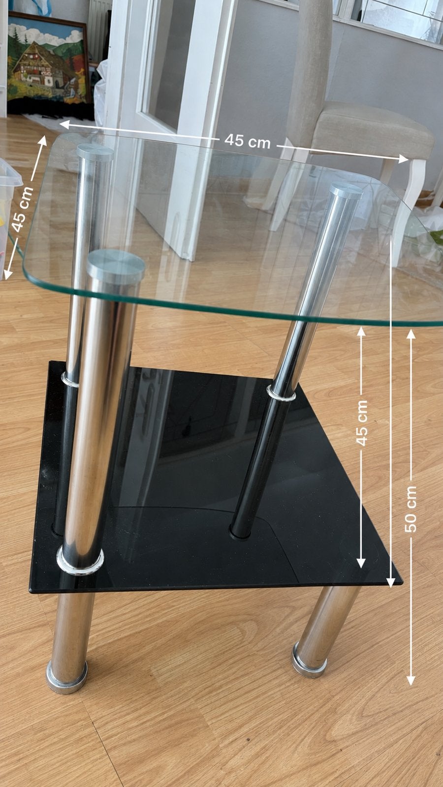 Bijzettafel glas, Minder dan 55 cm, Rond, Ophalen, 45 tot 60 cm