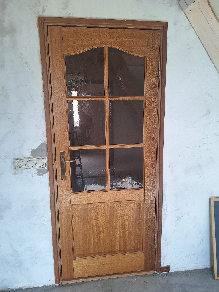 6 binnendeuren, waarvan 5 met glas en messing grepen, Doe-het-zelf en Verbouw, Ophalen, 80 tot 100 cm, Binnendeur, Zo goed als nieuw