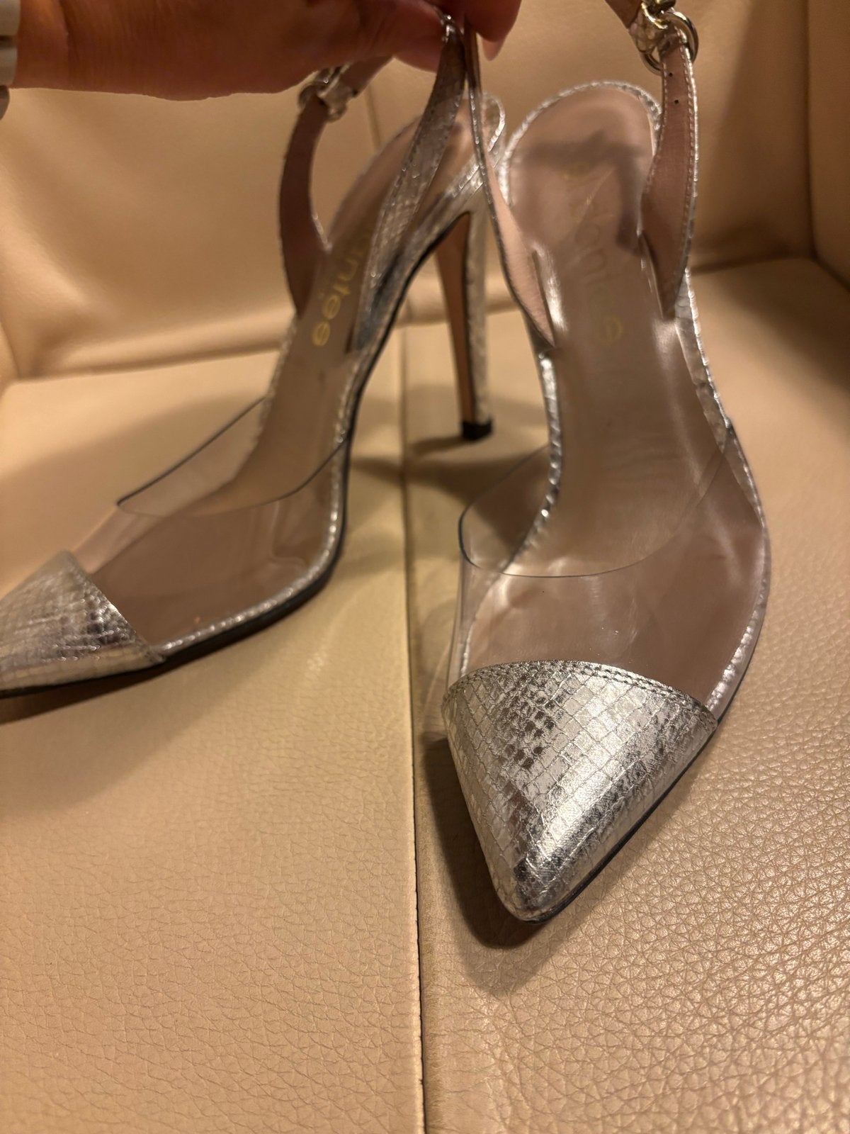 El Dantes Pumps Maat 36 - Zilverkleurig met Slangenprint, Ophalen of Verzenden, Zo goed als nieuw, Overige kleuren, Pumps