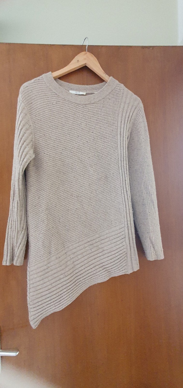 YAYA Dames Trui Maat S - Beige Geribbelde Asymmetrische Zoom, YAYA, Ophalen of Verzenden, Gedragen, Beige