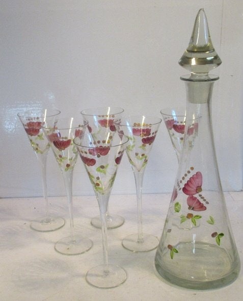 art nouveau kristallen karaf en glazen Theresienthal Glas, Ophalen
