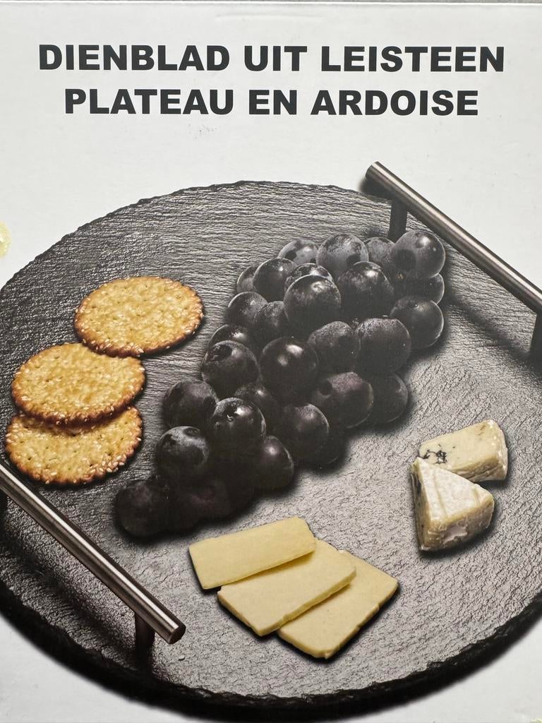 Rond leisteen dienblad met handgrepen, Ophalen, Nieuw, Rond, Overige materialen