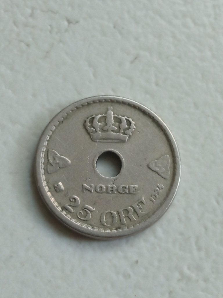 Noorwegen 25 ore 1924., Ophalen of Verzenden, Overige landen, Losse munt