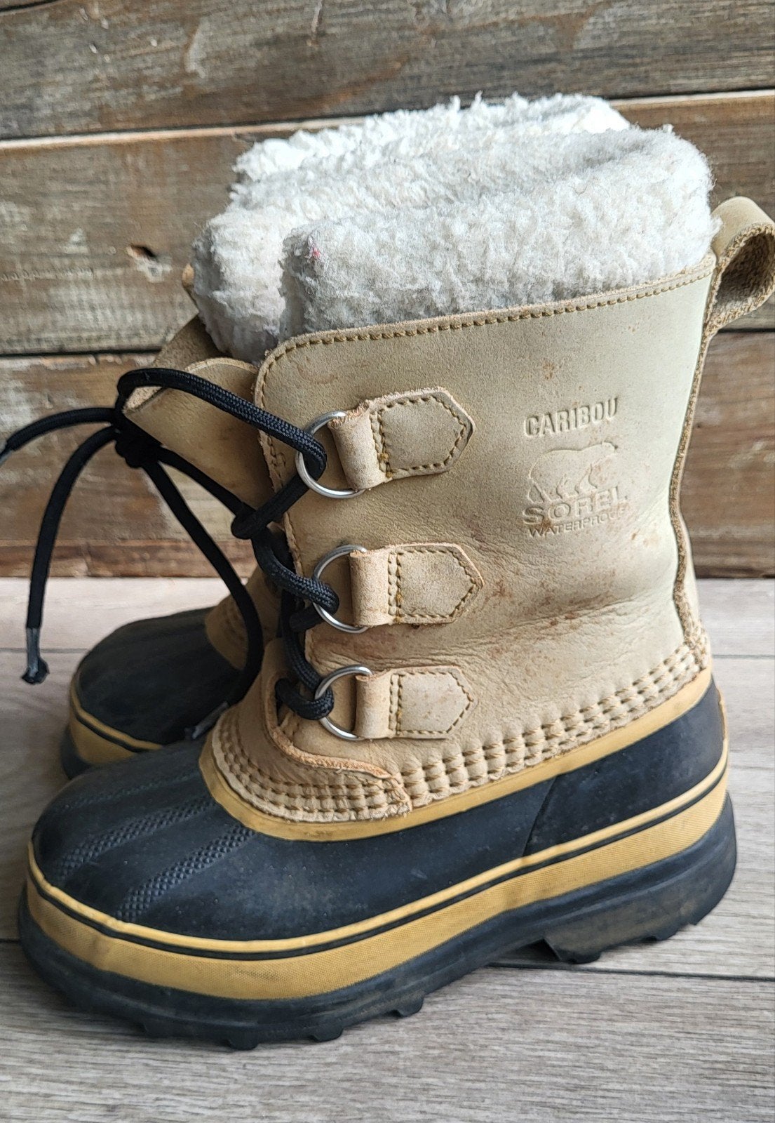 Sorel Caribou Snowboots - Beige/Zwart - Maat 32, Gebruikt, Jongen of Meisje, Ophalen of Verzenden, Sorel