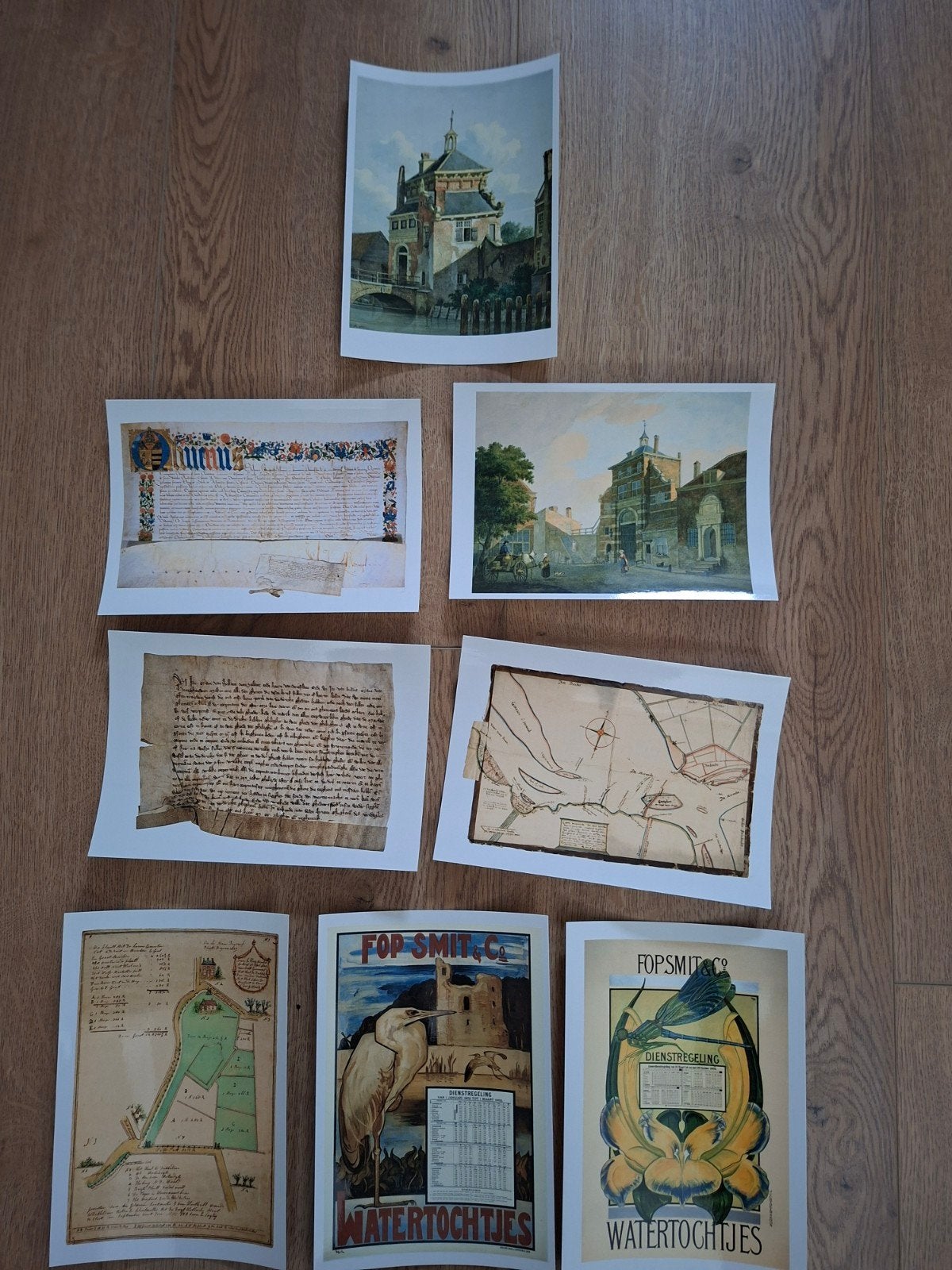 Historische prenten en kaarten van Dordrecht - Set van 8, Verzamelen, Foto's en Prenten, Ophalen of Verzenden, Zo goed als nieuw