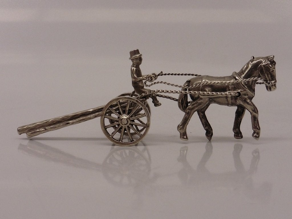 Zilveren miniatuur Boomstamkar                          Z422, Ophalen of Verzenden, Zilver