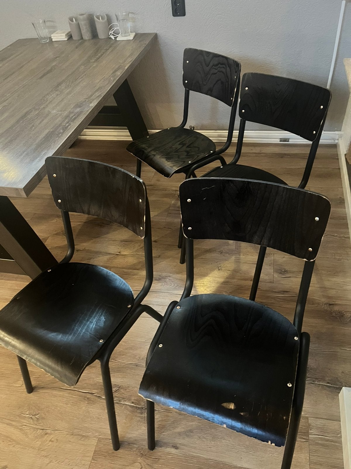 Industriële stoelen hardhout, zwart, Ophalen, Zo goed als nieuw, Zwart