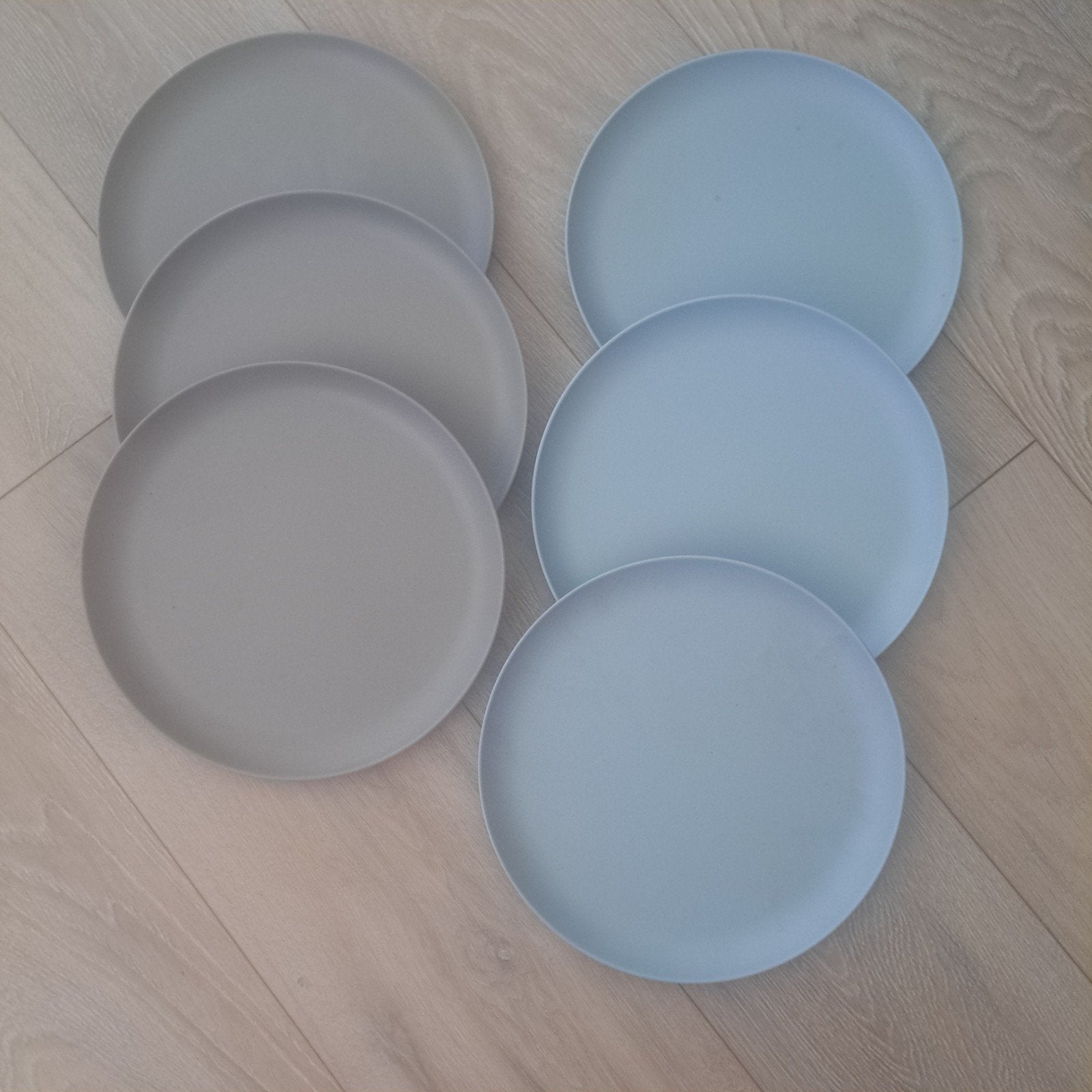 6 Excellent Houseware Borden - Blauw en Grijs, Kunststof, Overige merken, Ophalen of Verzenden, Zo goed als nieuw