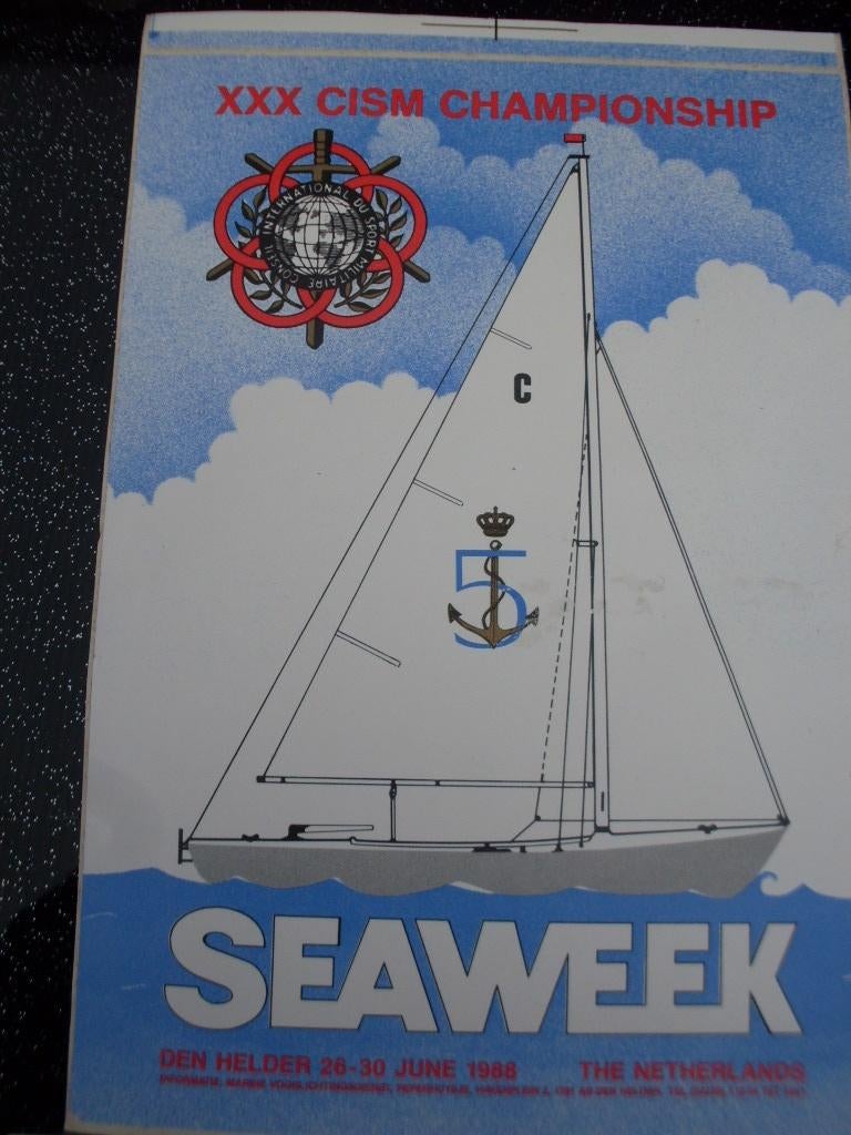 sticker XXX cism championship seaweek den helder 1988 zeilen, Verzenden, Zo goed als nieuw, Bedrijf of Vereniging