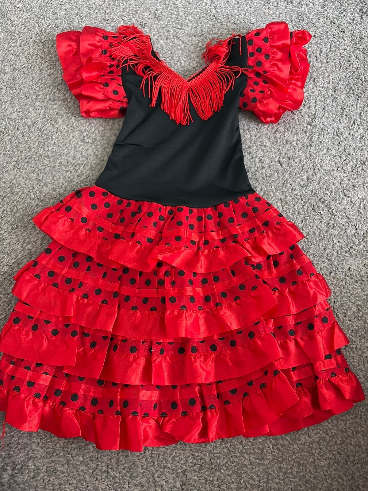 Flamenco jurk rood met zwarte stippen - maat 1 jaar, Ophalen, Nieuw, 104 of kleiner, Meisje