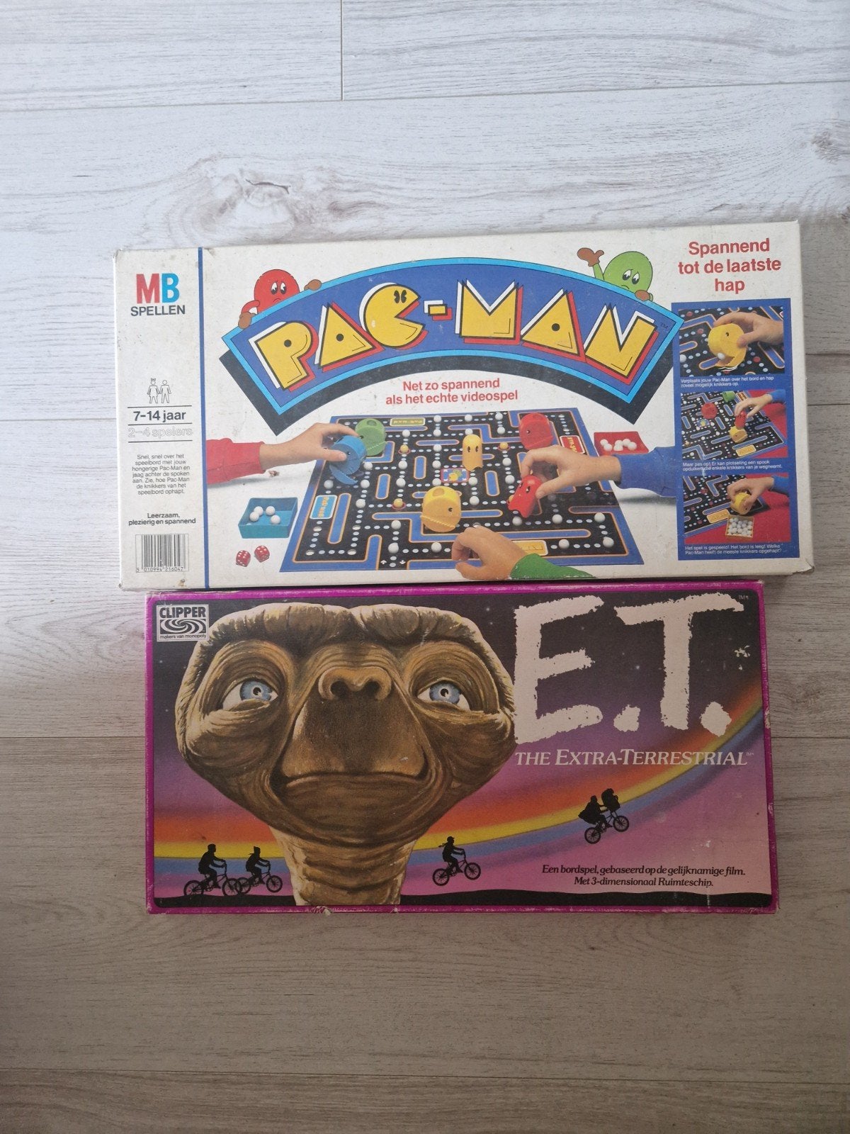 Vintage bordspellen ET en PACMAN, Ophalen of Verzenden, Gebruikt