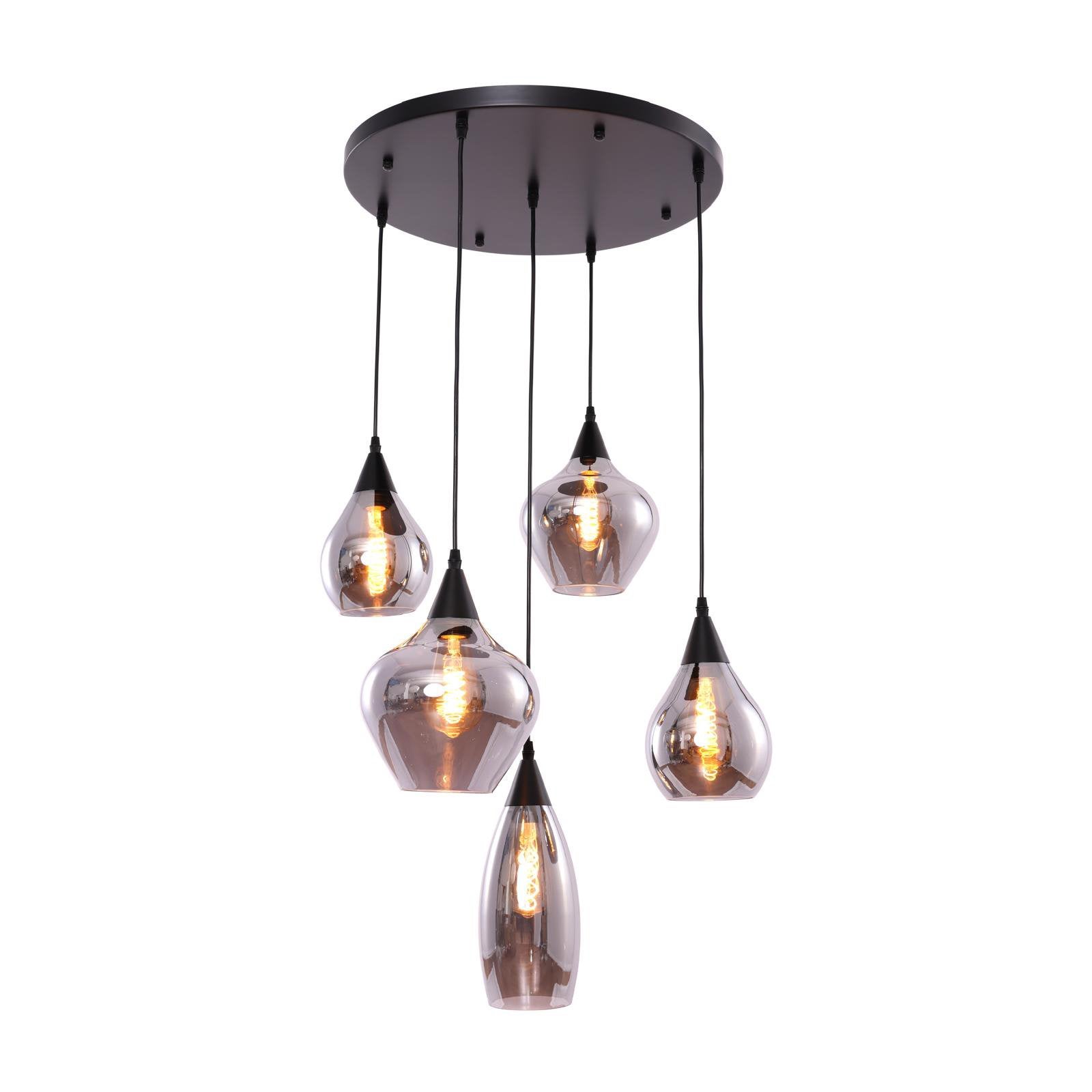 Moderne Hanglampen met glazen kappen in het ovaal en rond, Huis en Inrichting, Lampen | Hanglampen, Ophalen of Verzenden, Nieuw