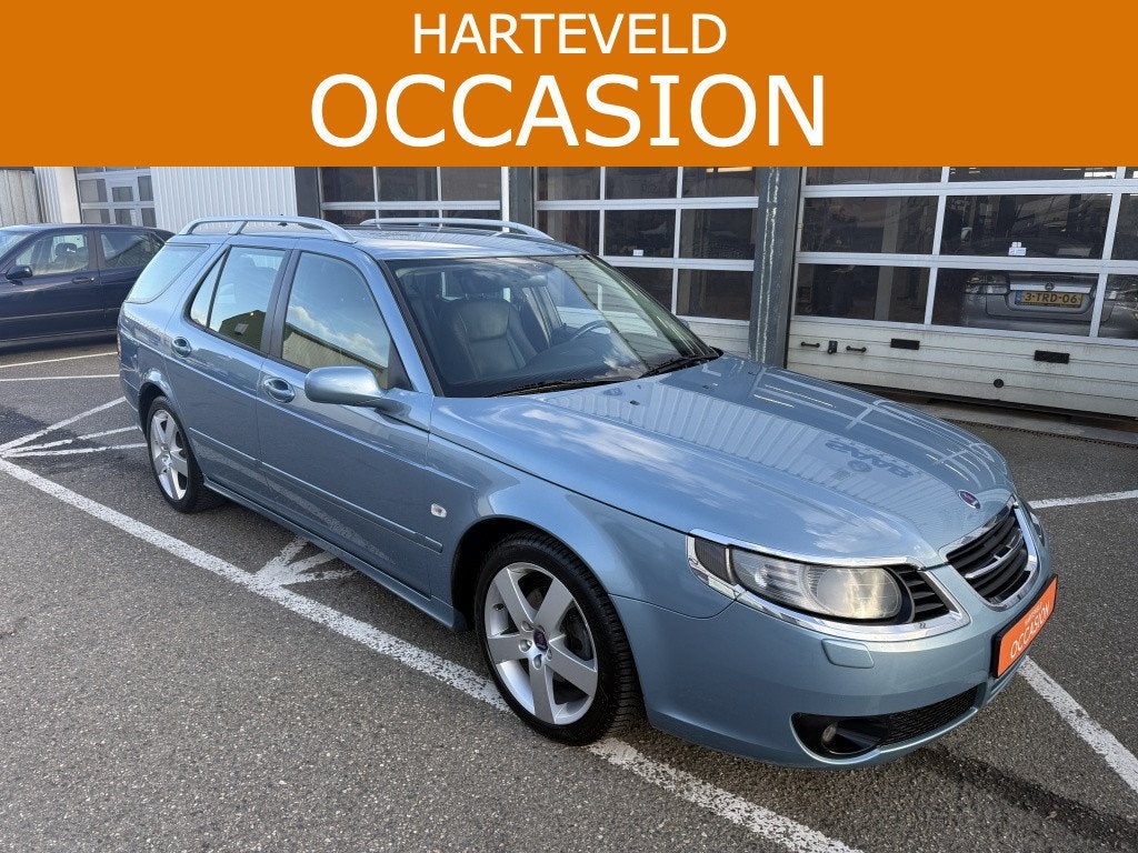 Saab 9-5 Estate 2.0t Vector (bj 2007), Auto's, Voorwielaandrijving, Zwart, Blauw, Automatische klimaatregeling