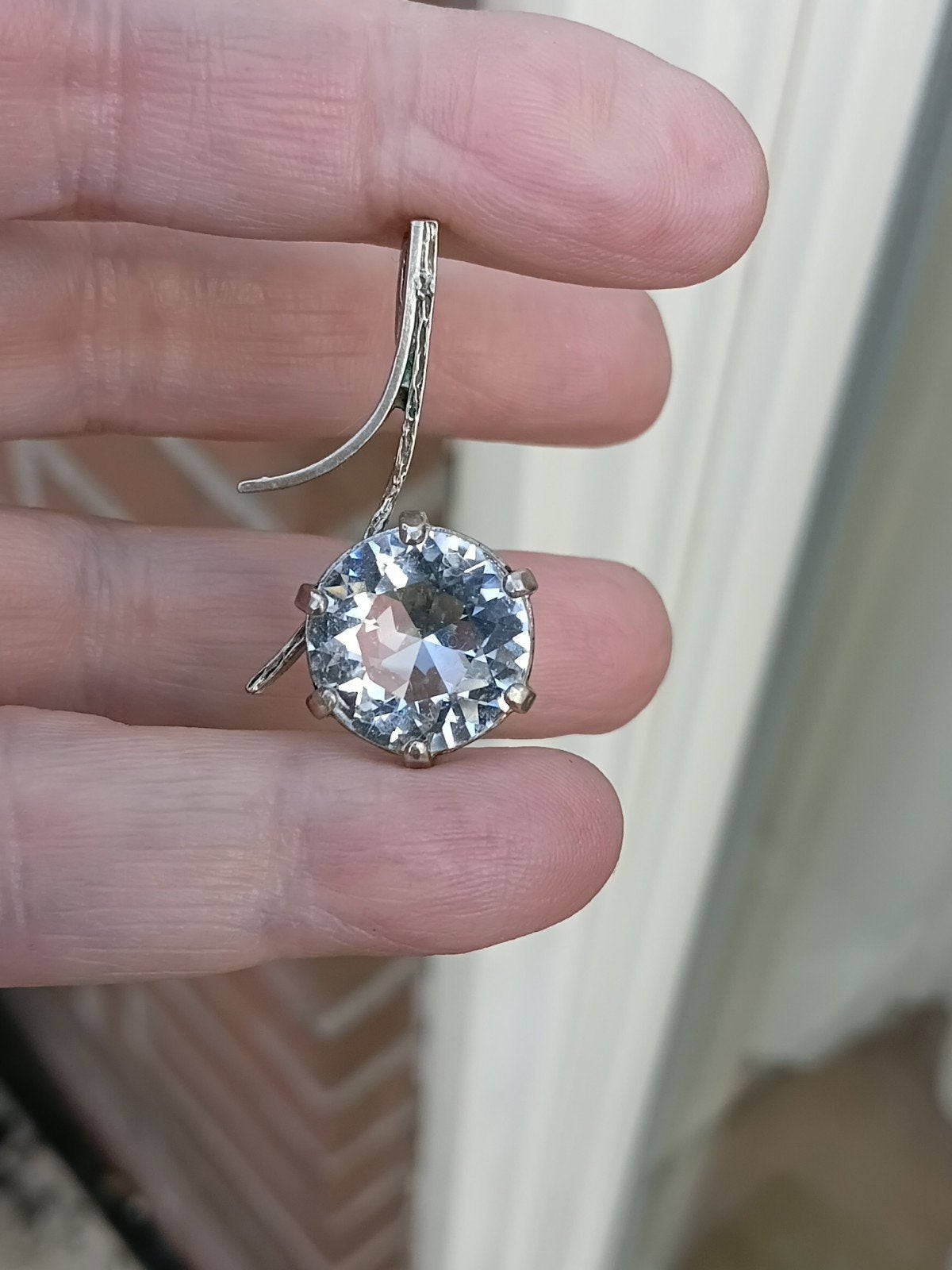 zilveren hanger met grote fonkelende steen, Sieraden, Tassen en Uiterlijk, Antieke sieraden, Verzenden, Zilver, Hanger
