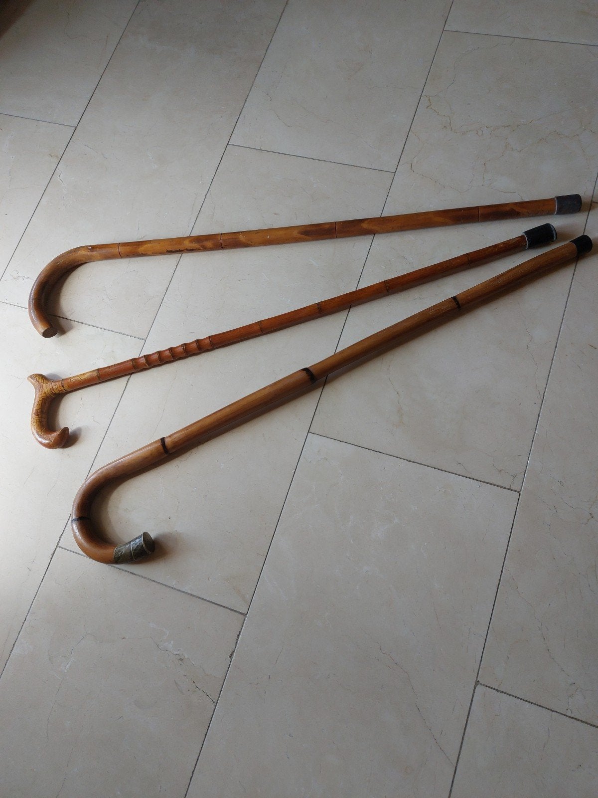 Drie vintage wandelstokken., Ophalen of Verzenden
