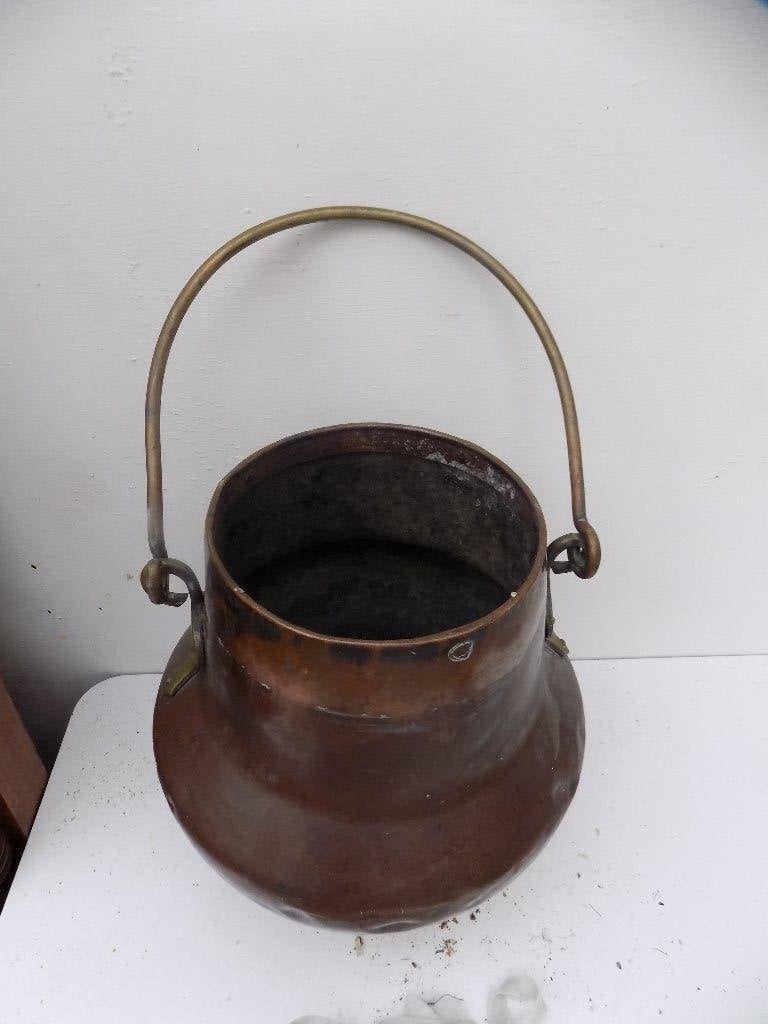 Bloempot koperen ketel brocante vintage, Ophalen of Verzenden, Gebruikt, Metaal