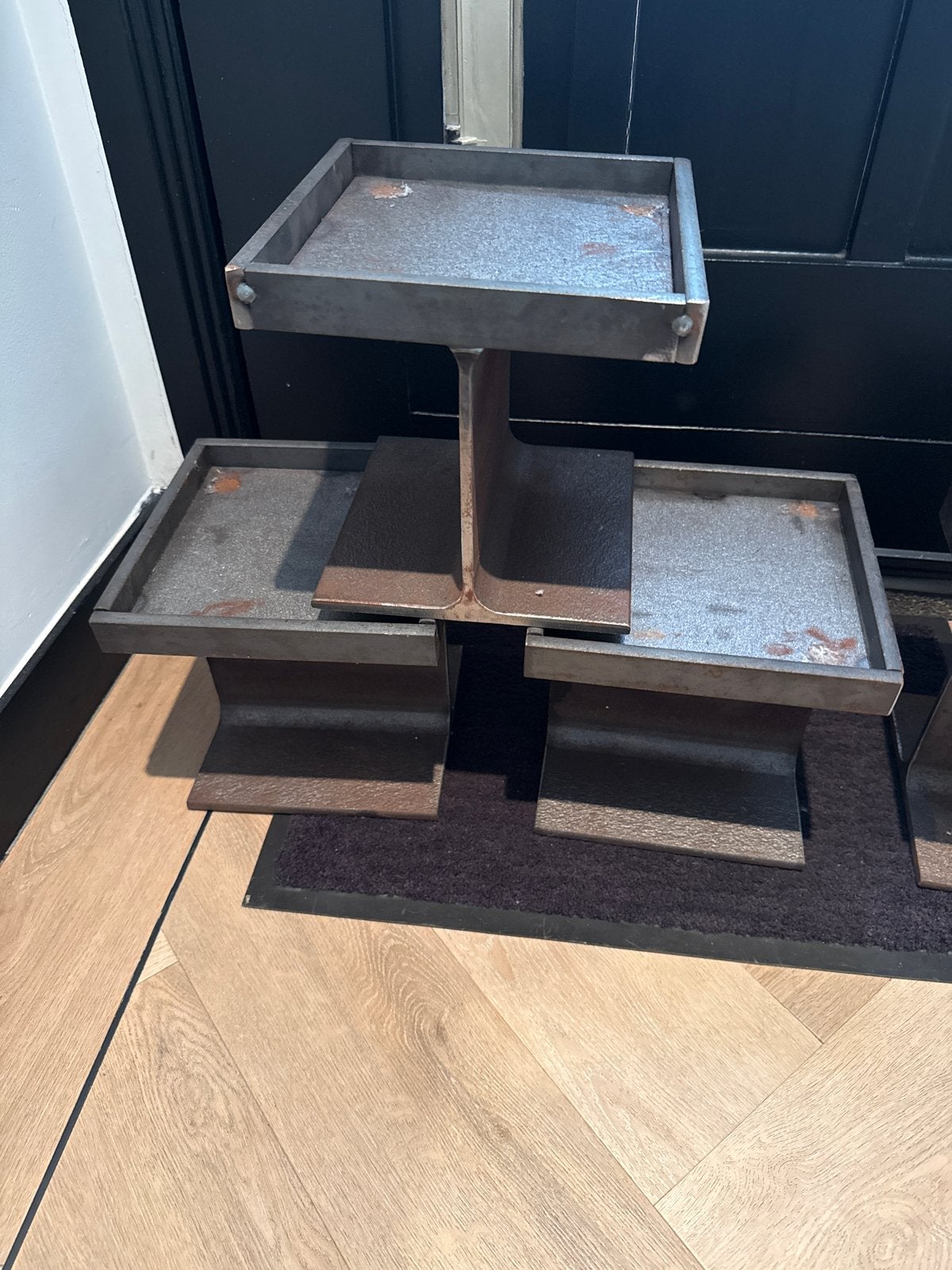 Set stalen bedverhogers – maatwerk – 22 cm hoog, Ophalen, Gebruikt, Metaal, Grijs