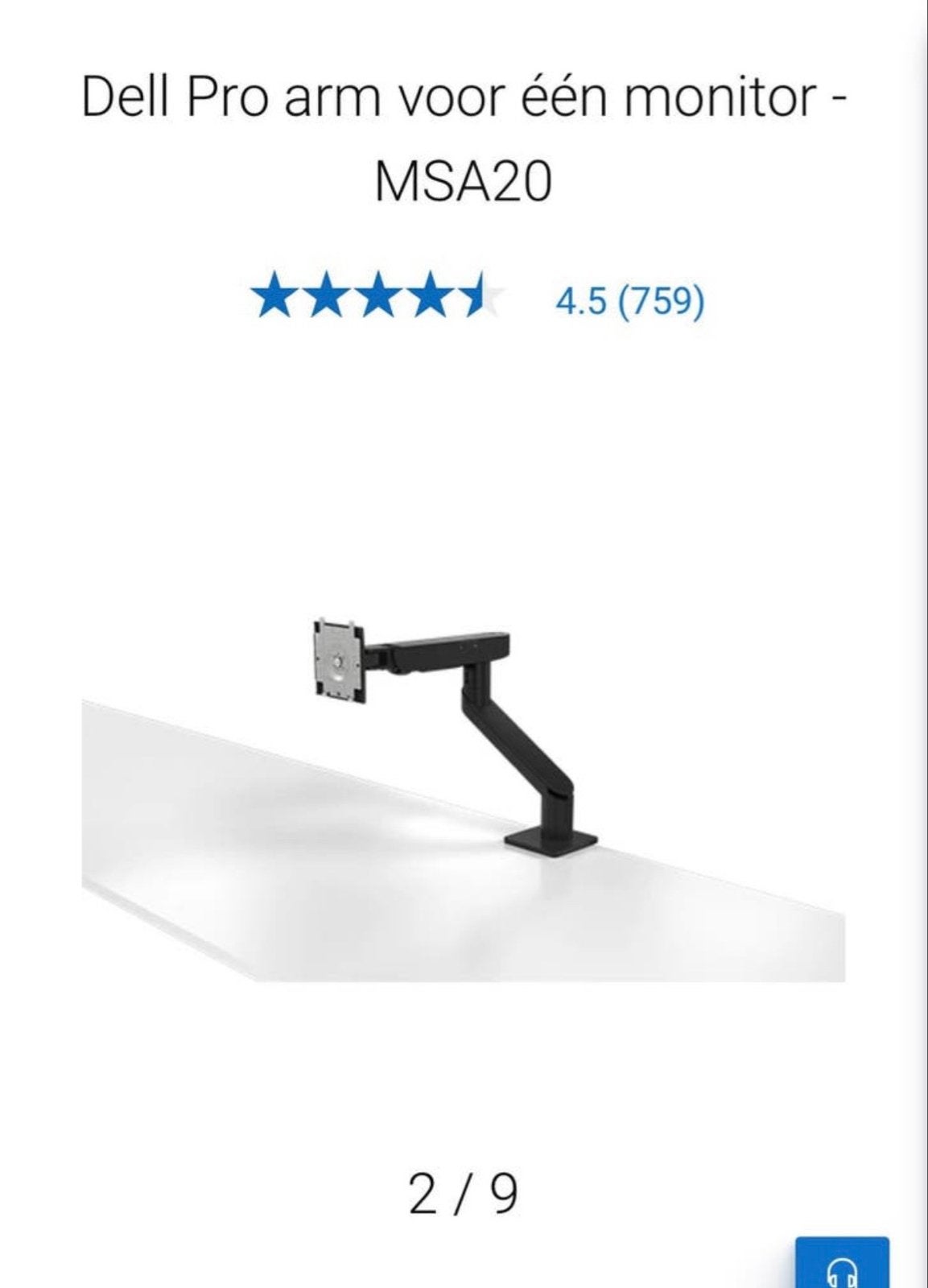 Dell Pro arm voor één monitor - MSA20, In hoogte verstelbaar, Ophalen of Verzenden, Zo goed als nieuw, Overige typen