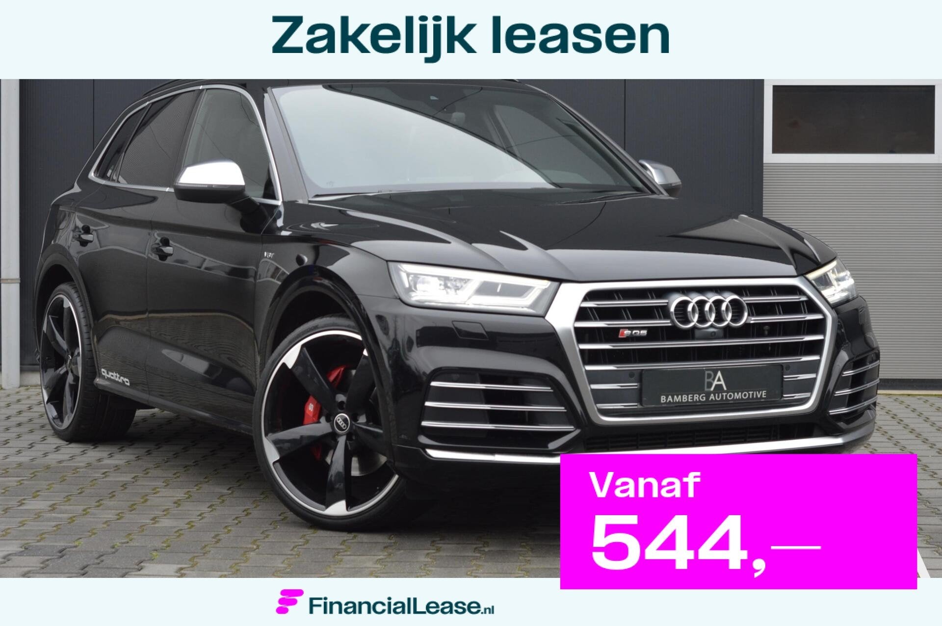 Audi SQ5 3.0TFSI Quattro|RS|pano|trekhaak|virtual|22inch|360, Automaat, Dealer onderhouden, Gebruikt, Zwart