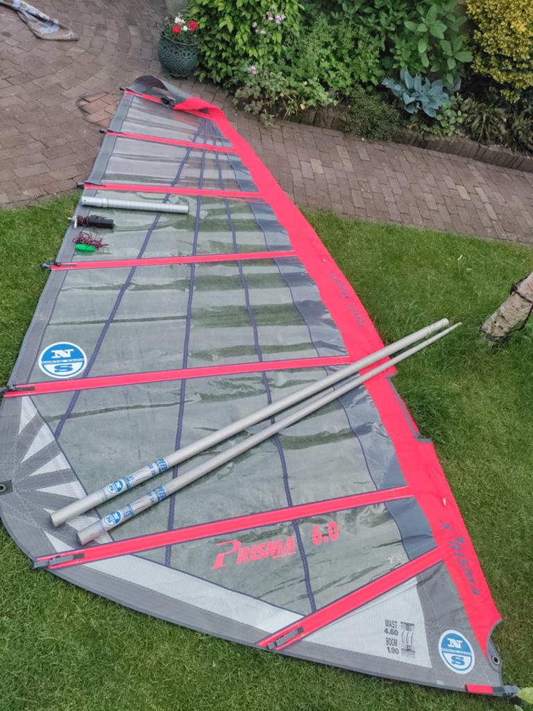 North Sails Prisma 6.0 Windsurfzeil met Mast en Verlengstuk, Watersport en Boten, Ophalen of Verzenden