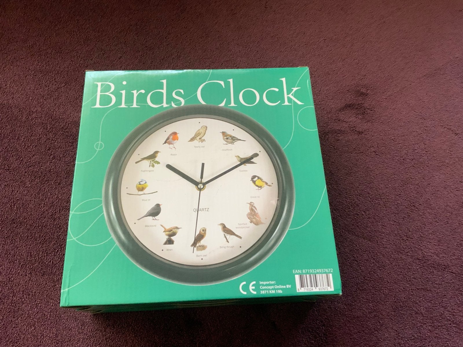 Nieuwe Birds Clock Wandklok met Vogelgeluiden, Wandklok, Nieuw, Ophalen of Verzenden, Vogelgeluiden