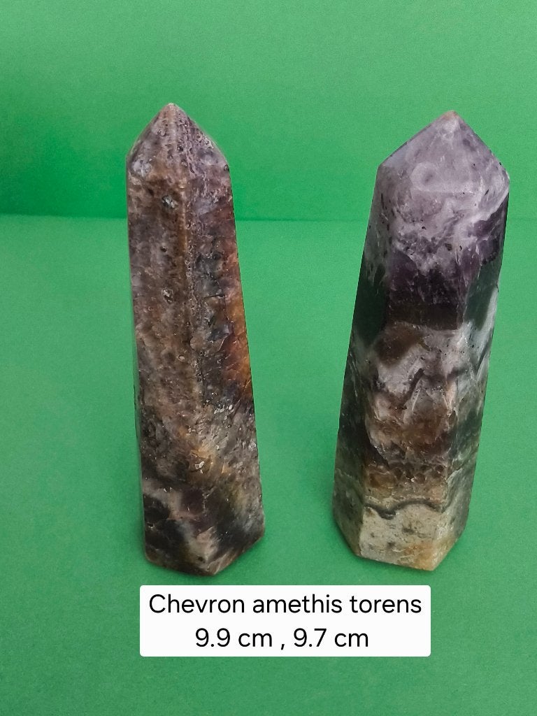 Chevron amethist torens, Ophalen of Verzenden, Mineraal