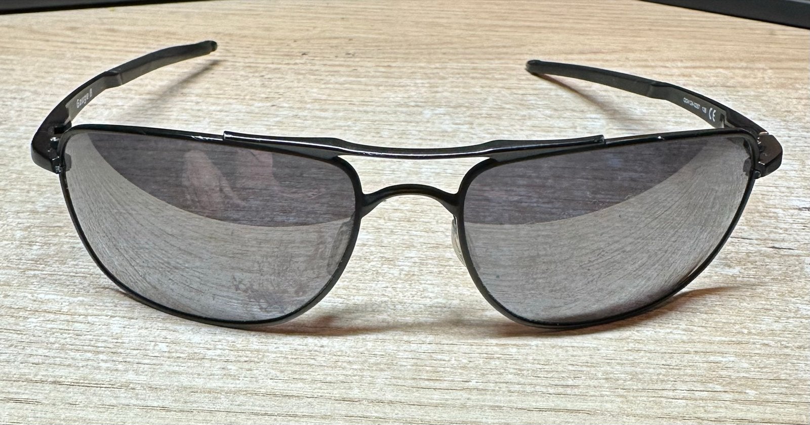 Vintage Oakley Gauge 8 Zonnebril - Zwart (Glazen Bekrast), Gebruikt, Zonnebril, Zwart, Ophalen of Verzenden