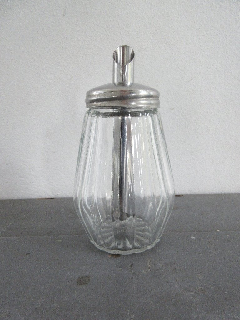 Vintage STO suikerstrooier glas RVS, hoogte 15,5 cm., Huis en Inrichting, Keuken | Keukenbenodigdheden, Overige typen, Verzenden