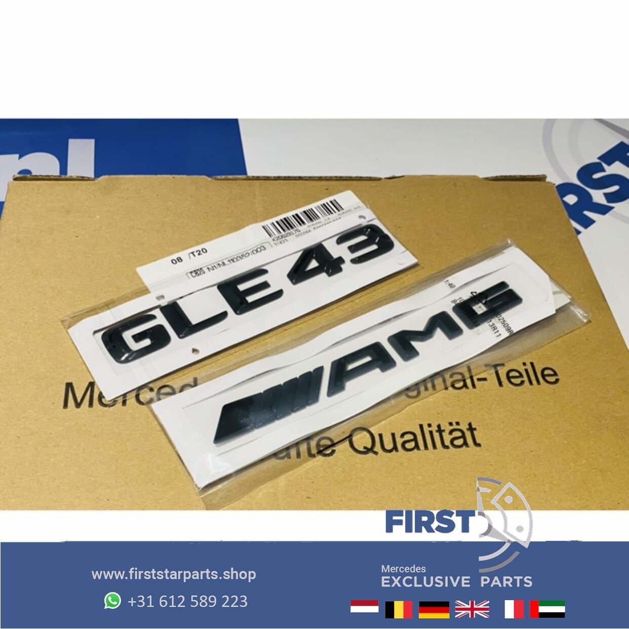 W166 W167 C167 C292 GLE KLASSE GLE43 AMG LOGO SET ZWART 2014, Gebruikt, -, Ophalen of Verzenden, -