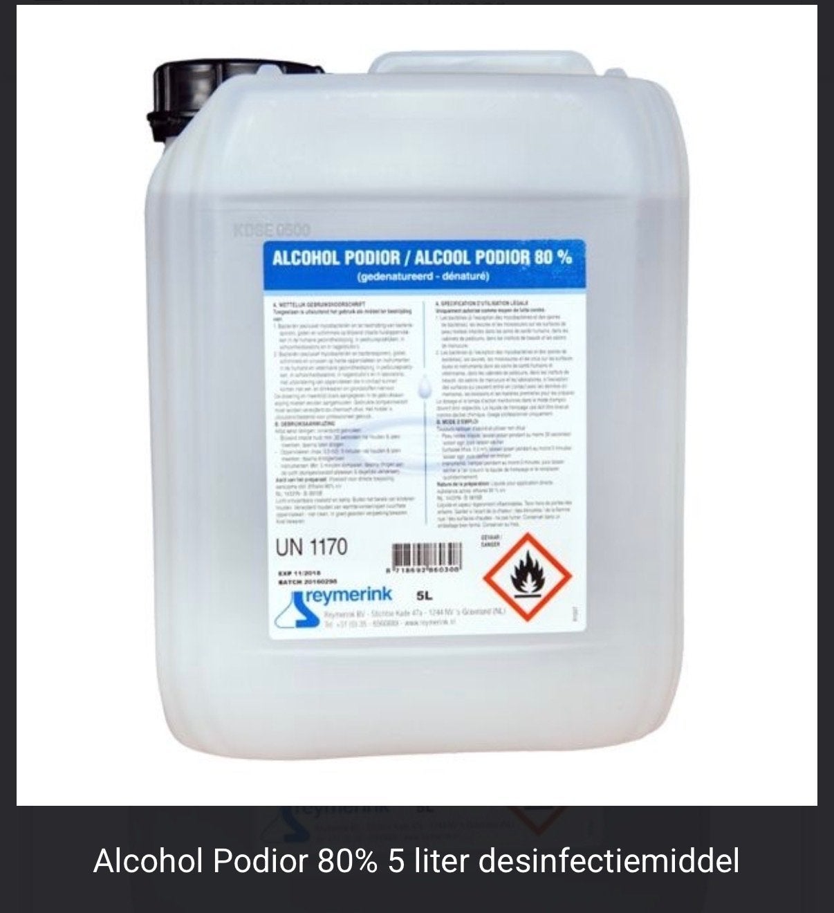 Alcohol Podior 80% 5 liter desinfectiemiddel, Ophalen, Schoonmaakmiddel