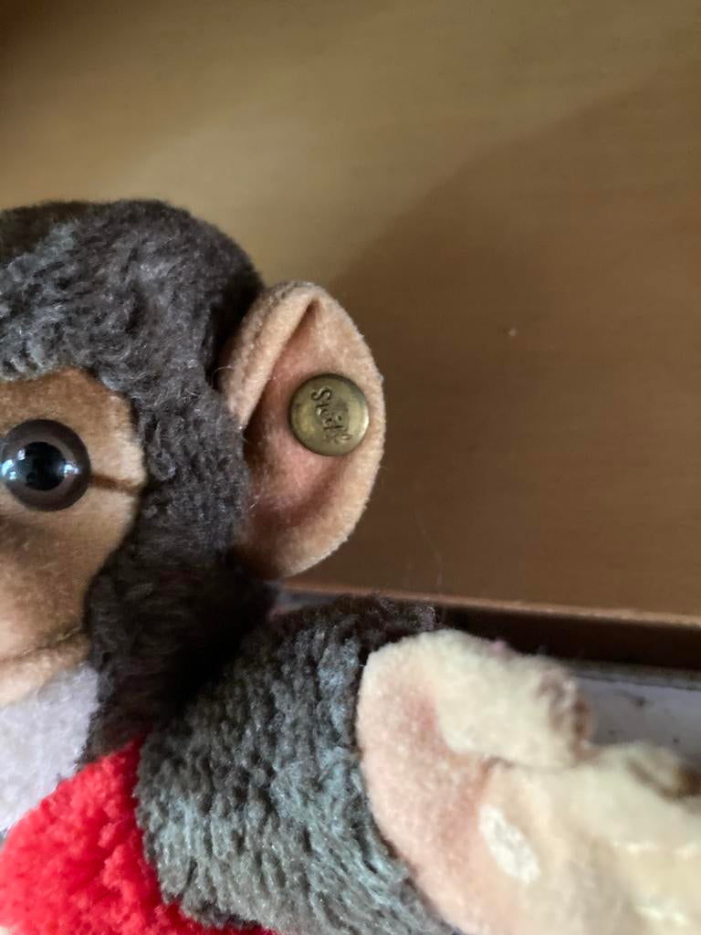 Steiff Aap Knuffel - Vintage Pluche Speelgoed, Gebruikt, Overige karakters, Ophalen of Verzenden, Met label