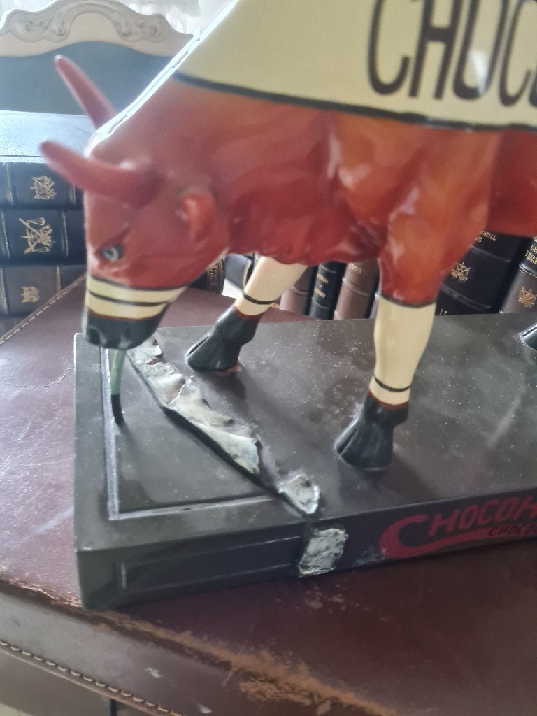 Zeer oud beeld koe chocalade melk reclame, Verzamelen, Merken en Reclamevoorwerpen, Heikant 21 Kaatsheuvel, Overige typen, Belle Vieille Brocante