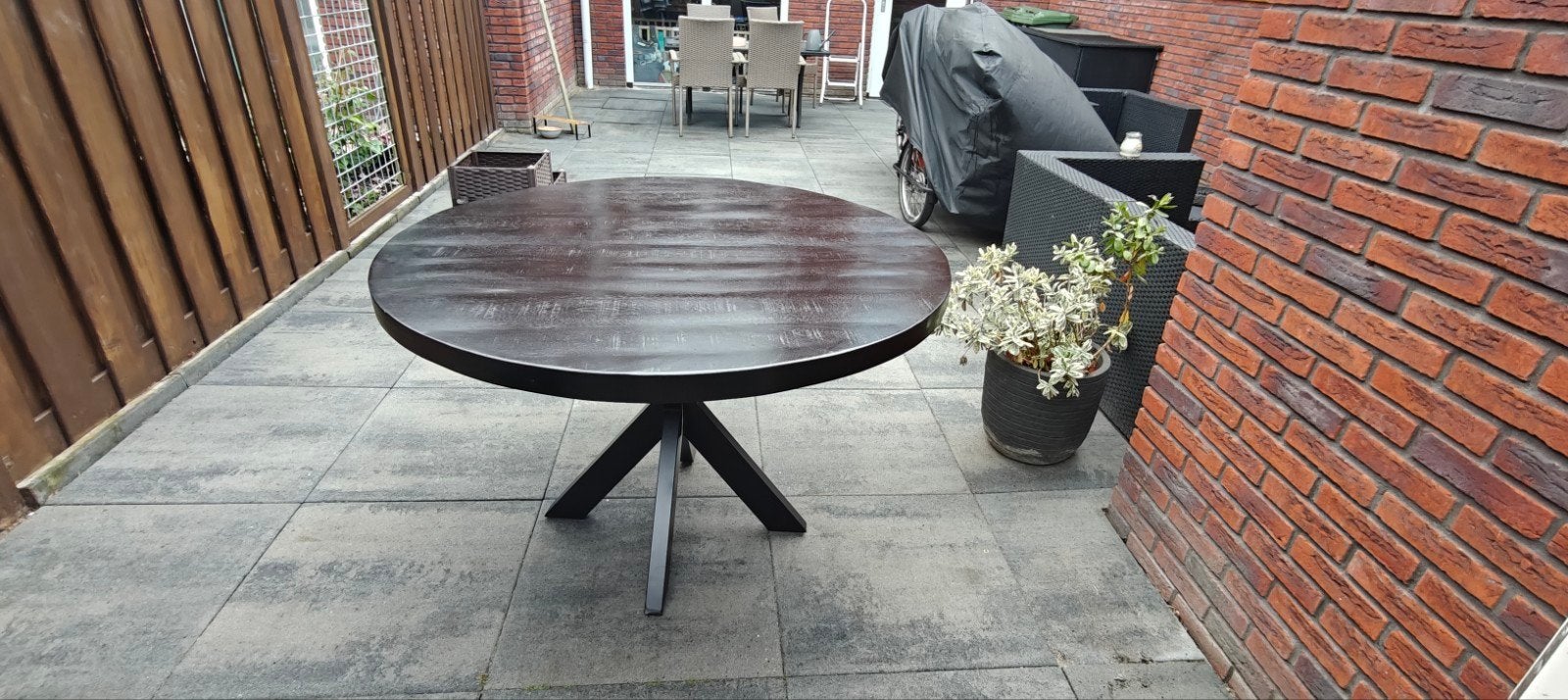 Nieuwe! Mangohouten Eettafel rond Industrieel Massief 120cm, Huis en Inrichting, Tafels | Eettafels, Rond, Nieuw, Ophalen, Overige houtsoorten