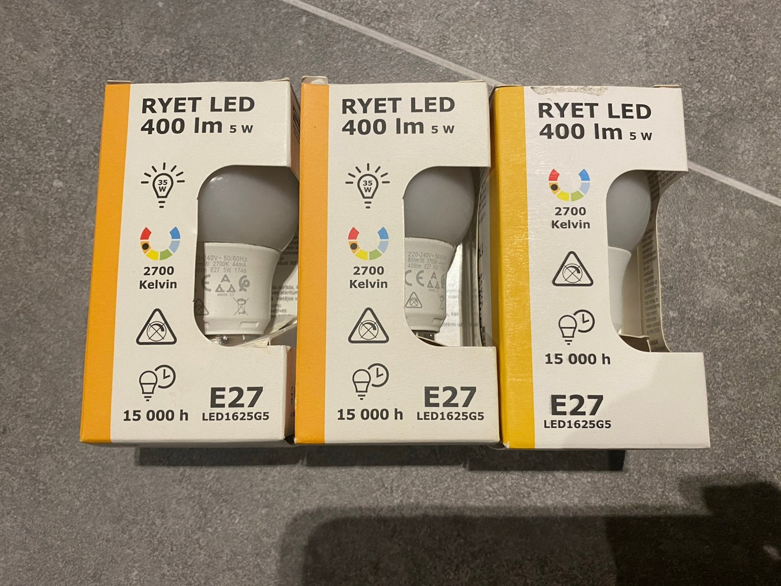 Ikea ryet led e27 - 3 stuks lampen nieuw, Led-lamp, Nieuw, IKEA, E27 (groot)
